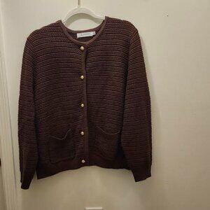 Women's Long Sleeve Cardigan Sweater Button Up Soft Crew Neck Pockets Knitwear